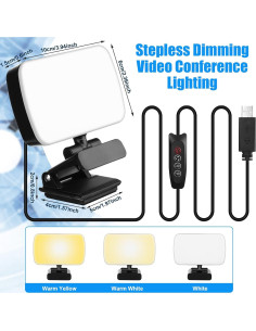 Yahenda Luz para Videoconferencias 2 Piezas 3 Modos USB 2