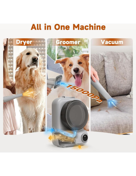 Aspiradora Secadora para Perros BonJela 3L 15000Pa Gris