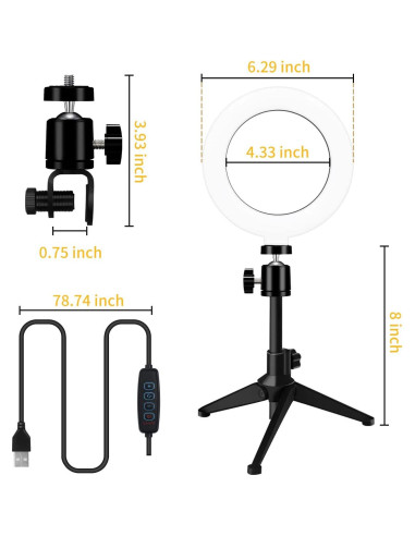Luz de Anillo LED 15.24 cm MEZHER para Videoconferencias