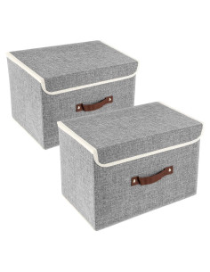 Cajas de Almacenamiento Plegables TYEERS 2 Paquete Gris 37.8x24.9x24.9 cm