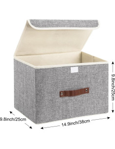 Cajas de Almacenamiento Plegables TYEERS 2 Paquete Gris 37.8x24.9x24.9 cm 2