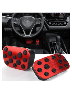 Cubiertas de Pedales Antideslizantes CKE para Toyota Corolla 2019-2025 y Cross 2022-2025 - Rojo