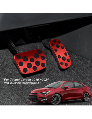 Cubiertas de Pedales Antideslizantes CKE para Toyota Corolla 2019-2025 y Cross 2022-2025 - Rojo