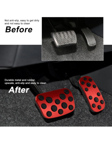 Cubiertas de Pedales Antideslizantes CKE para Toyota Corolla 2019-2025 y Cross 2022-2025 - Rojo