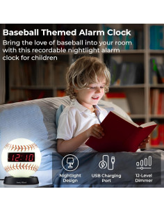 Reloj Despertador Digital Sonic Alert Béisbol - Volumen Ajustable 2