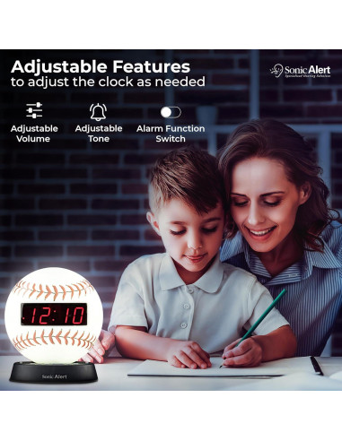Reloj Despertador Digital Sonic Alert Béisbol - Volumen Ajustable