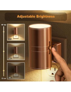 Luz Nocturna LED JandCase Oro Rosa 3000K Regulable 2 Unidades 2