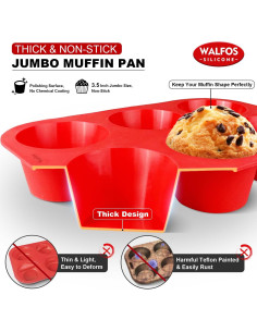 Molde de Silicona para Muffin Jumbo Walfos 6 Tazas Antiadherente 2