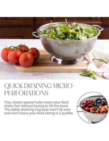 Colador Acero Inoxidable Bellemain 3QT y 5QT Apto Lavavajillas