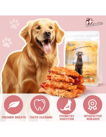 Galletas para Perros Pawmate - Envolturas de Pollo y Batata 12-15 Unidades