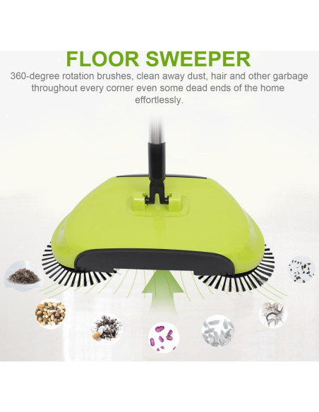 Barredora Manual 3 en 1 Veemoon Verde para Pisos Duros