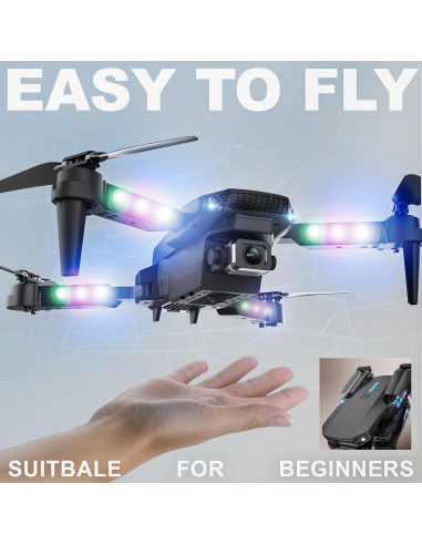 Dron BEZGAR RM con Cámara 1080P HD y Luces LED - Negro