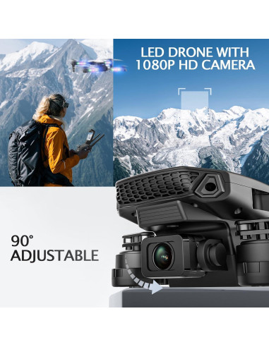 Dron BEZGAR RM con Cámara 1080P HD y Luces LED - Negro