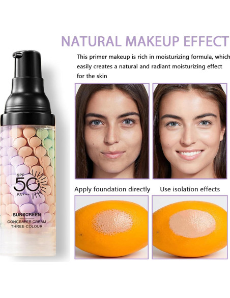 Primer Corrector de Color 3 en 1 Minfei con SPF 50