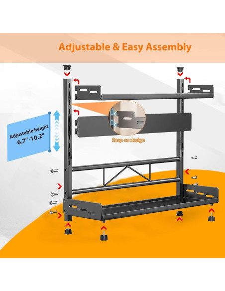 Estante de Especias VORA Ajustable 2 Niveles 30cm Negro