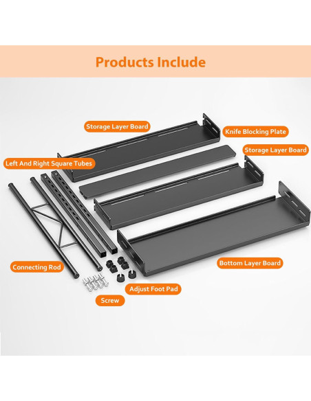 Estante de Especias VORA Ajustable 2 Niveles 30cm Negro