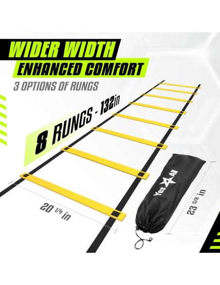 Escalera de Agilidad Yes4All 8 Peldaños Ajustable Amarillo