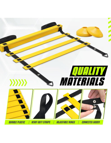 Escalera de Agilidad Yes4All 8 Peldaños Ajustable Amarillo