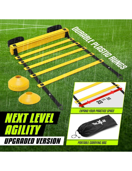 Escalera de Agilidad Yes4All 8 Peldaños Ajustable Amarillo