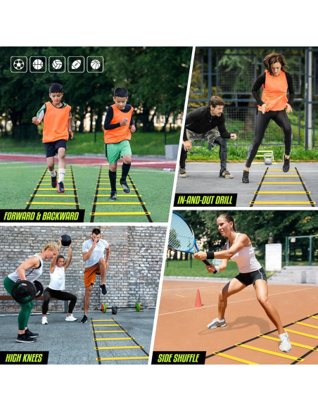 Escalera de Agilidad Yes4All 8 Peldaños Ajustable Amarillo