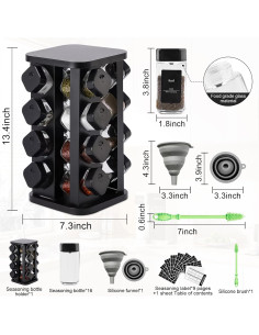 Estante de Especias THYEUISM de Acero Inoxidable con 16 Frascos 2