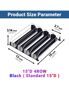 Organizador de Bebidas JUNMEI Negro 15cm 4 Filas Ajustable 2