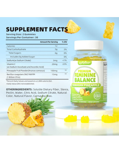 Gominolas de Equilibrio Femenino Softbear 60 Unidades Piña