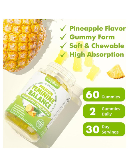 Gominolas de Equilibrio Femenino Softbear 60 Unidades Piña