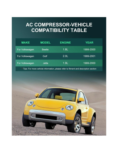 Compresor de AC SCITOO 6 Ranuras para Volkswagen 1.8L-2.8L