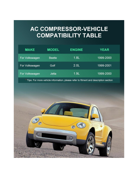 Compresor de AC SCITOO 6 Ranuras para Volkswagen 1.8L-2.8L