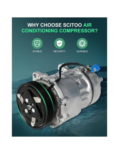 Compresor de AC SCITOO 6 Ranuras para Volkswagen 1.8L-2.8L