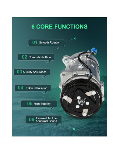 Compresor de AC SCITOO 6 Ranuras para Volkswagen 1.8L-2.8L