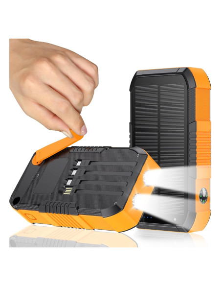 Banco de Energía Solar 66800mAh Manivela 22.5W Carga Rápida