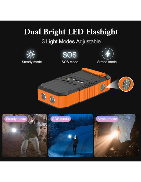 Banco de Energía Solar 66800mAh Manivela 22.5W Carga Rápida