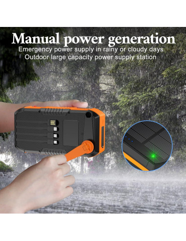 Banco de Energía Solar 66800mAh Manivela 22.5W Carga Rápida