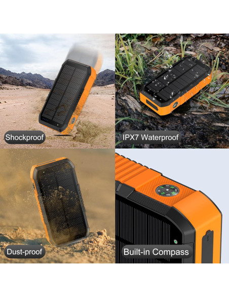 Banco de Energía Solar 66800mAh Manivela 22.5W Carga Rápida