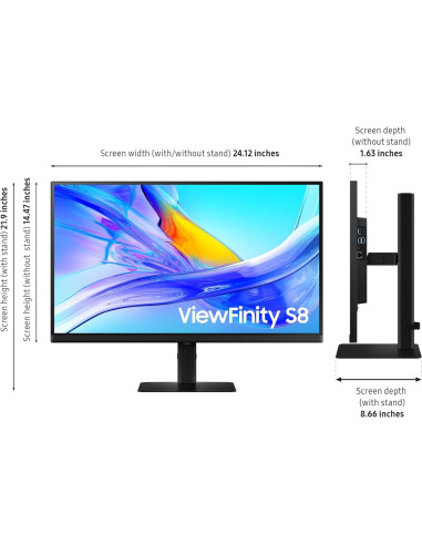 Monitor Samsung 27" ViewFinity S8 4K UHD HDR10 Ajustable