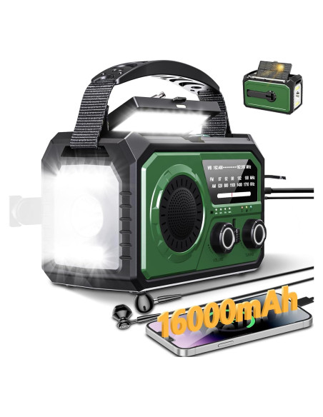 Radio de Emergencia Solar BAYTWA H21 16000mAh con Linterna