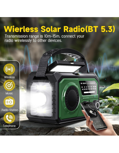 Radio de Emergencia Solar BAYTWA H21 16000mAh con Linterna
