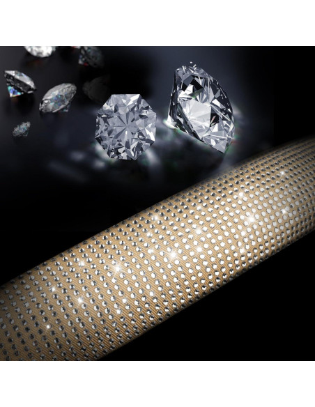 Cubierta de Volante de Cuero Beige con Diamantes Bling CAR PASS 14.5-15"