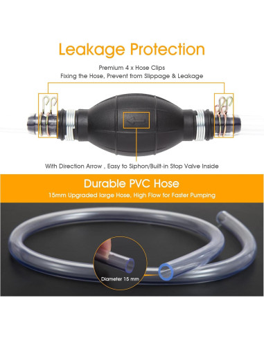 Bomba de Sifón Manual H-veenjor para Gasolina y Aceite 15mm