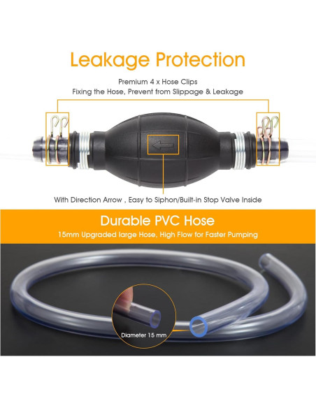 Bomba de Sifón Manual H-veenjor para Gasolina y Aceite 15mm