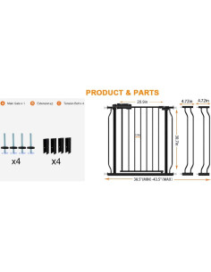 Puerta de Seguridad HOOEN para Bebés y Mascotas 98-110 cm 2
