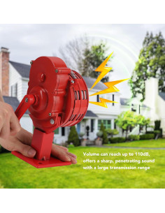 Sirena de Manivela Zunate 110dB Aluminio Rojo 205x198mm 2