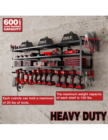 Organizador de Herramientas de Pared NattyDot 4 Estantes Negro