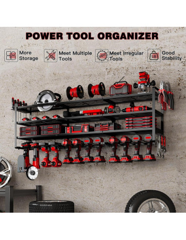 Organizador de Herramientas de Pared NattyDot 4 Estantes Negro