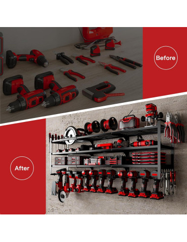 Organizador de Herramientas de Pared NattyDot 4 Estantes Negro