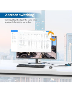 Interruptor KVM VGA 2 Puertos Arvitek con 2 Cables KVM 2