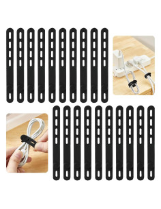 20 Correas de Cable de Silicona RUGLAMZHIP Negras Reutilizables