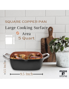 Juego de Cocina de Cobre 5 Pzs Moss & Stone Antiadherente 2